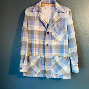 Vintage 1930’-1940’s Gray and Blue Plaid Flannel